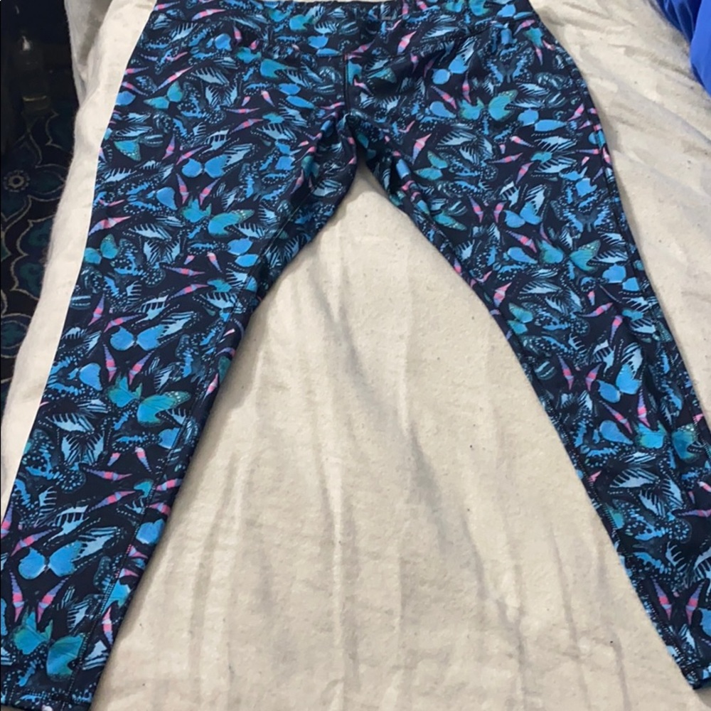 Blue butterfly workout legging